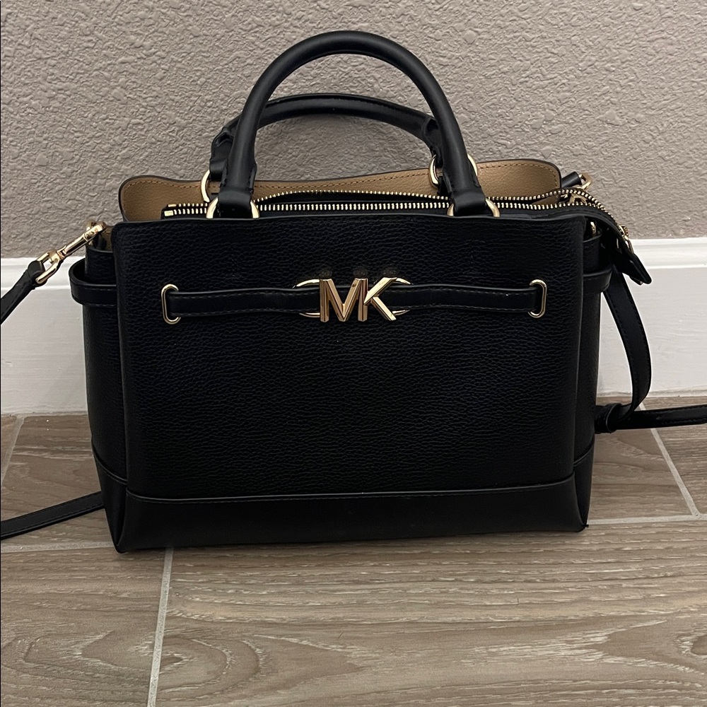 Michael Kors Black Satchel with Gold Accents